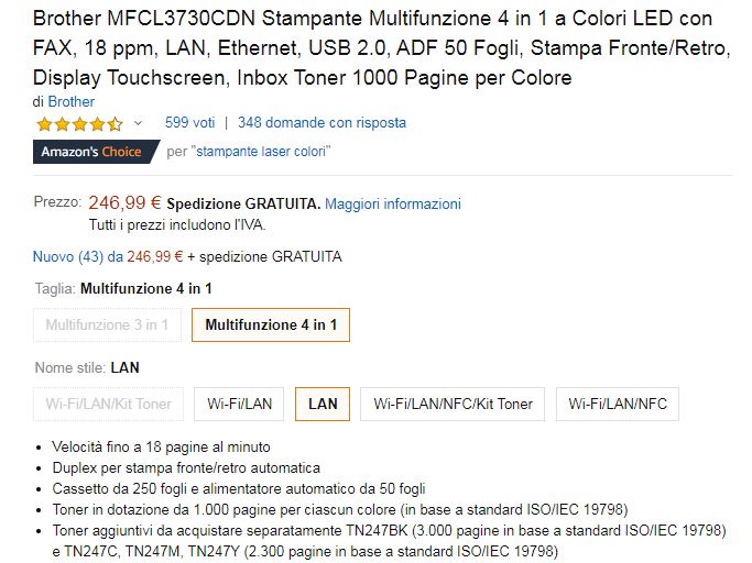 MFC-L3730CDN, Stampante multifunzion LED a colori